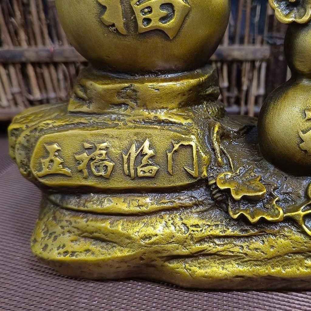  Tượng Hồ Lô Ngũ Phúc Lâm Môn Đồng Vàng Đẹp BKMECN-9974 