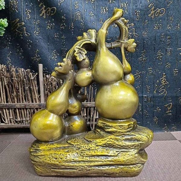  Tượng Hồ Lô Ngũ Phúc Lâm Môn Đồng Vàng Đẹp BKMECN-9974 