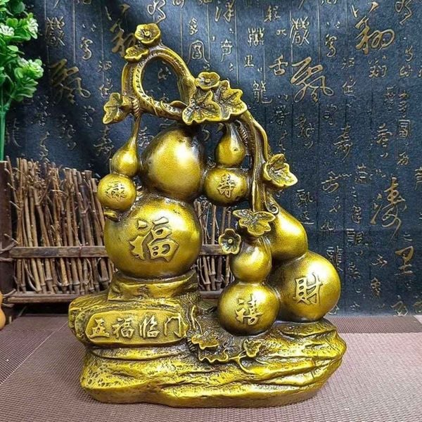  Tượng Hồ Lô Ngũ Phúc Lâm Môn Đồng Vàng Đẹp BKMECN-9974 