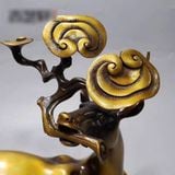  Cặp Tượng Hươu Ngậm Linh Chi Đồng Vàng Đẹp BKMECN-9976 