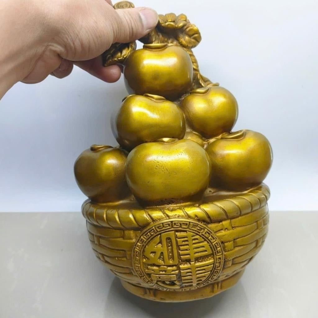  Tượng Giỏ Hồng Đồng Vàng Như Ý Cát Tường BKMECN-9977 