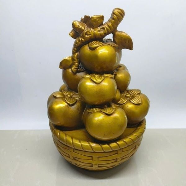  Tượng Giỏ Hồng Đồng Vàng Như Ý Cát Tường BKMECN-9977 