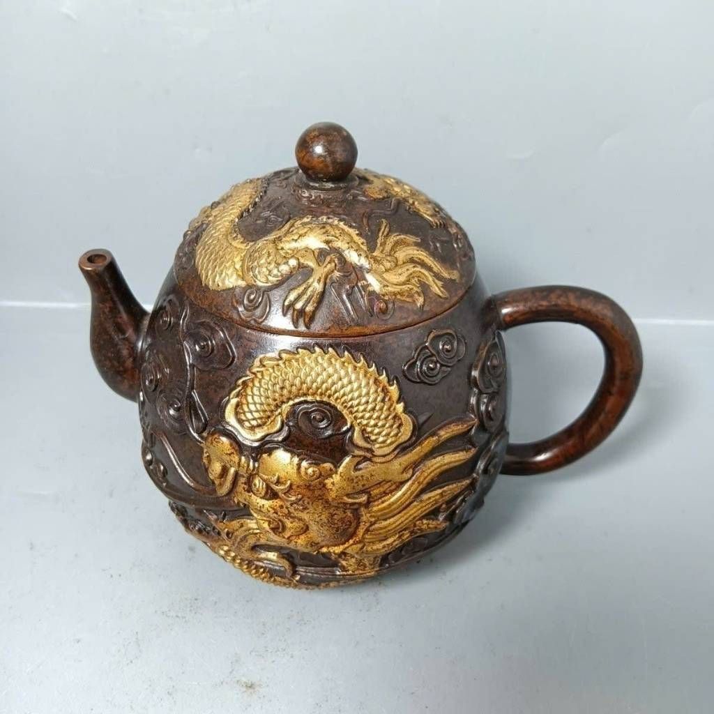  Ấm Đồng Chạm Nổi Song Long Sưu Tầm Cổ Điển BKMECN-9980 