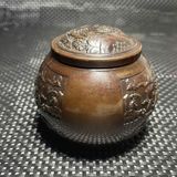  Hũ Đồng Cổ Khắc Nổi Sơn Thủy Đáy Chiện BKMECN-9984 