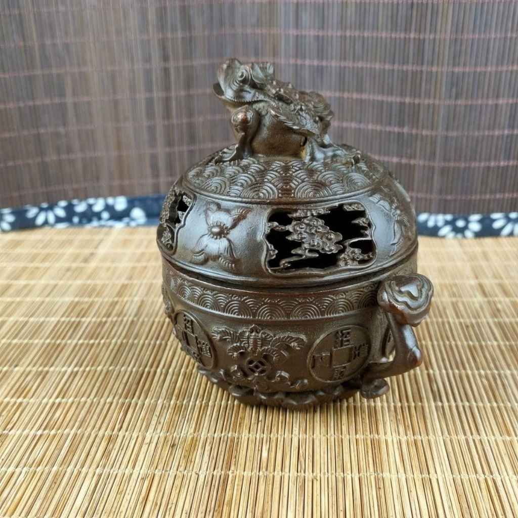  Lư Đốt Trầm Thiềm Thừ Đồng Giả Cổ Sưu Tầm BKMECN-9985 