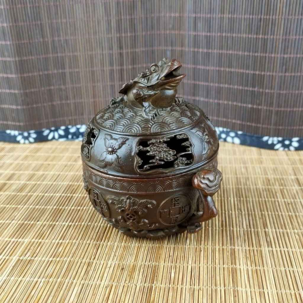  Lư Đốt Trầm Thiềm Thừ Đồng Giả Cổ Sưu Tầm BKMECN-9985 