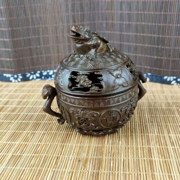  Lư Đốt Trầm Thiềm Thừ Đồng Giả Cổ Sưu Tầm BKMECN-9985 