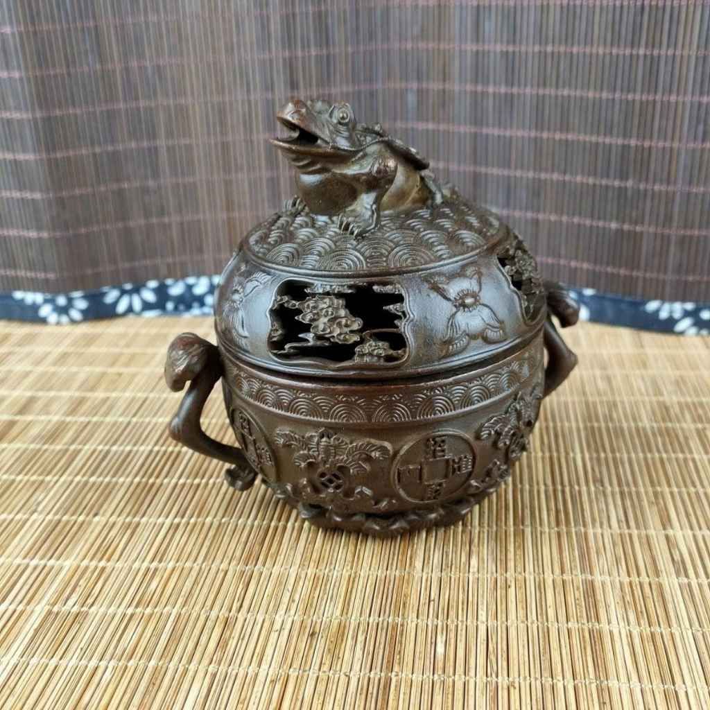  Lư Đốt Trầm Thiềm Thừ Đồng Giả Cổ Sưu Tầm BKMECN-9985 