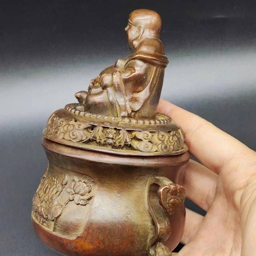 Lư Đốt Trầm Liên Hoa Nắp Di Lặc Đáy Mộc Chiện BKMECN-9986 