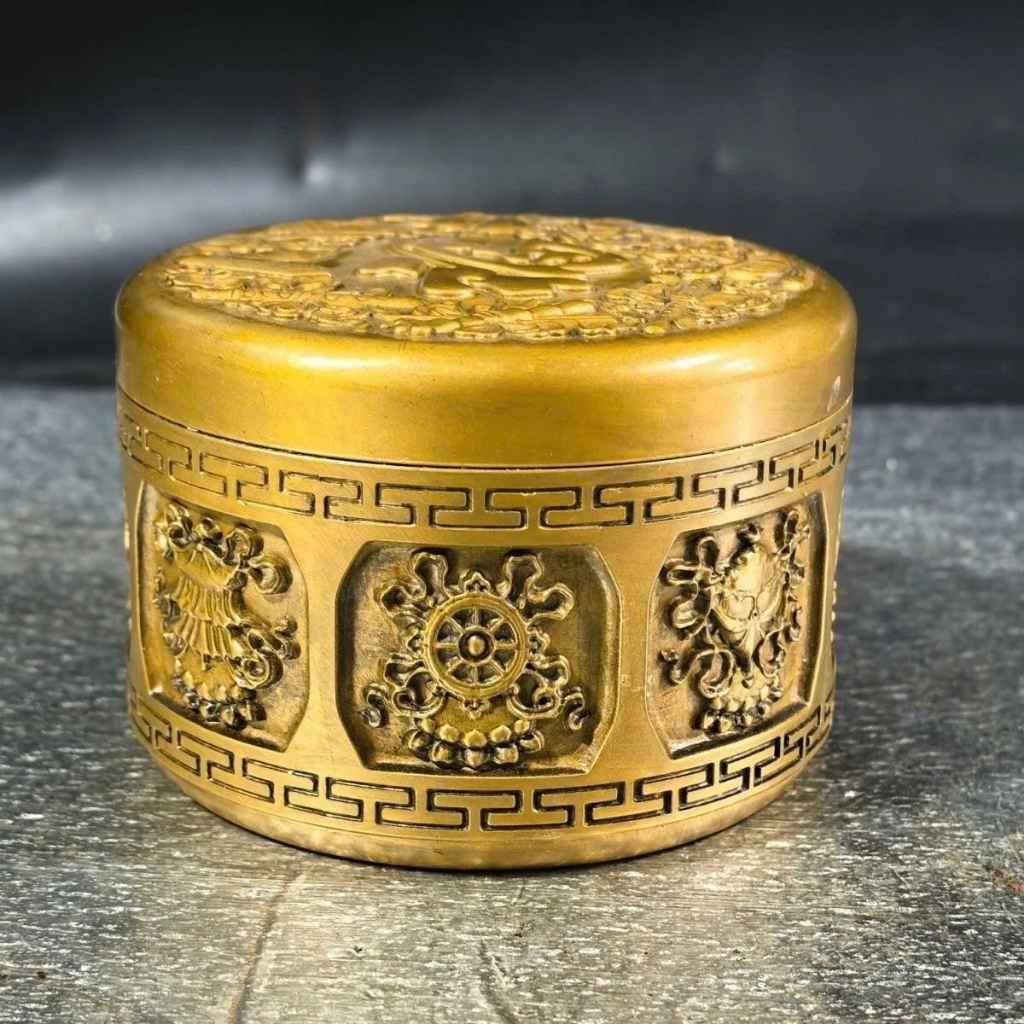 Hũ Đồng Vàng Họa Tiết Bát Bửu Đáy Chiện BKMECN-9987 