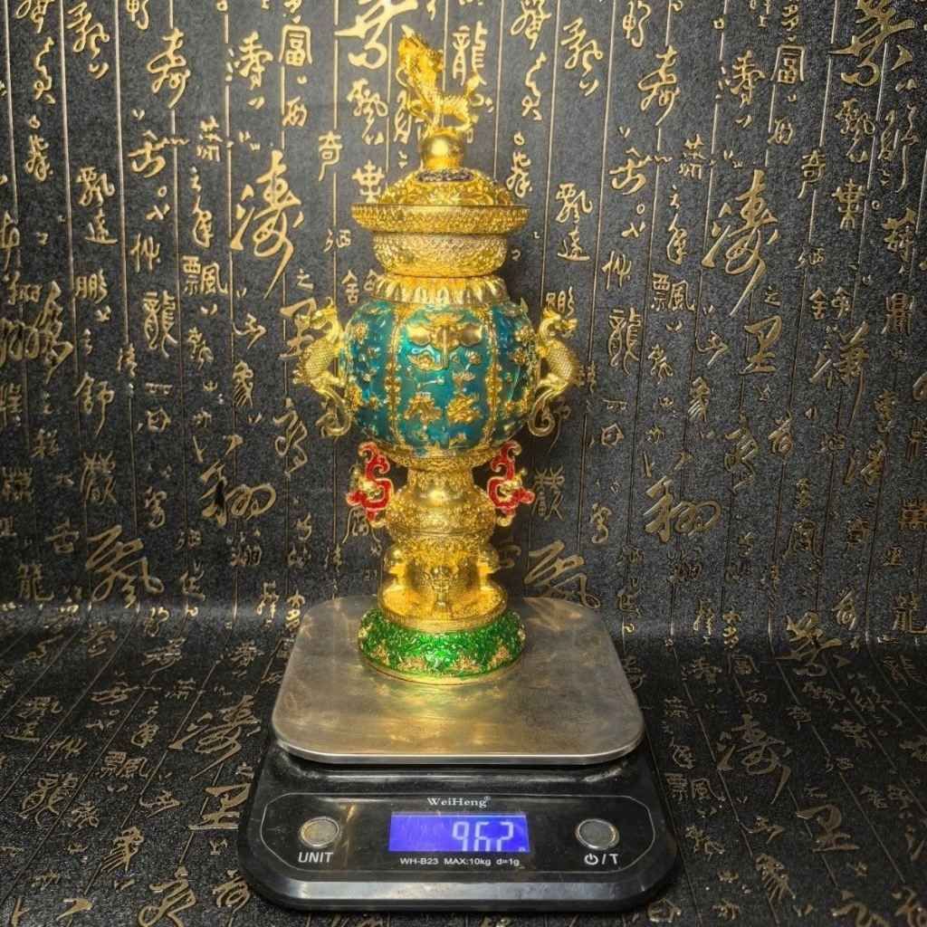  Bình Đồng Pháp Lam Khảm Vàng Dáng Cao Sưu Tầm BKMECN-9992 
