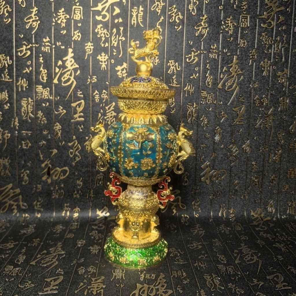  Bình Đồng Pháp Lam Khảm Vàng Dáng Cao Sưu Tầm BKMECN-9992 