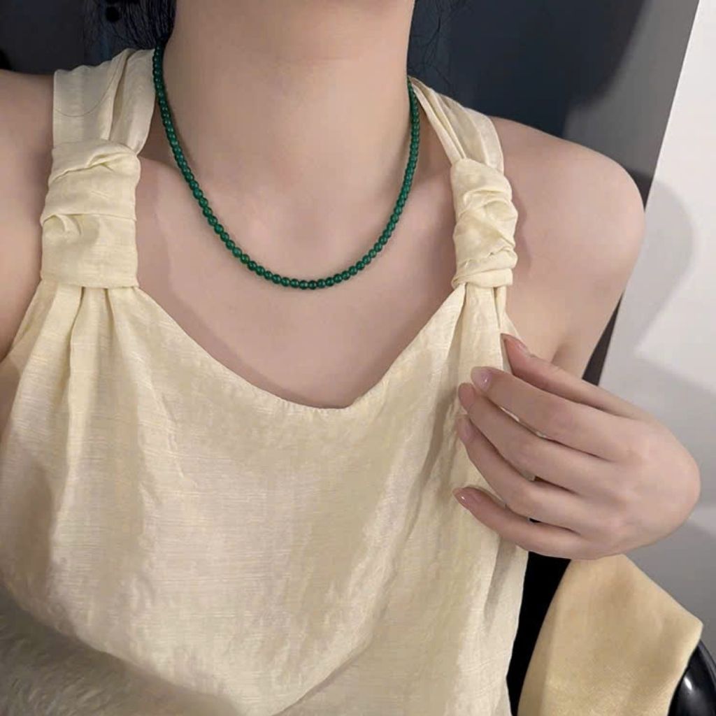  Dây Chuỗi Ngọc Xanh Cổ Trang BKSTCN-9236 