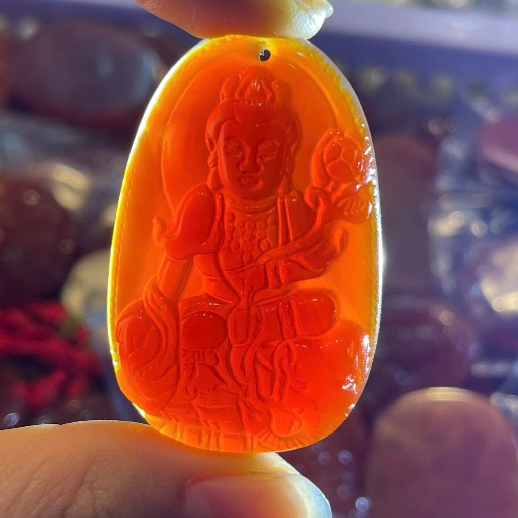  Mặt Dây Chuyền Phật Bản Mệnh Ngọc Mã Não Đỏ BKSTCN-9289 