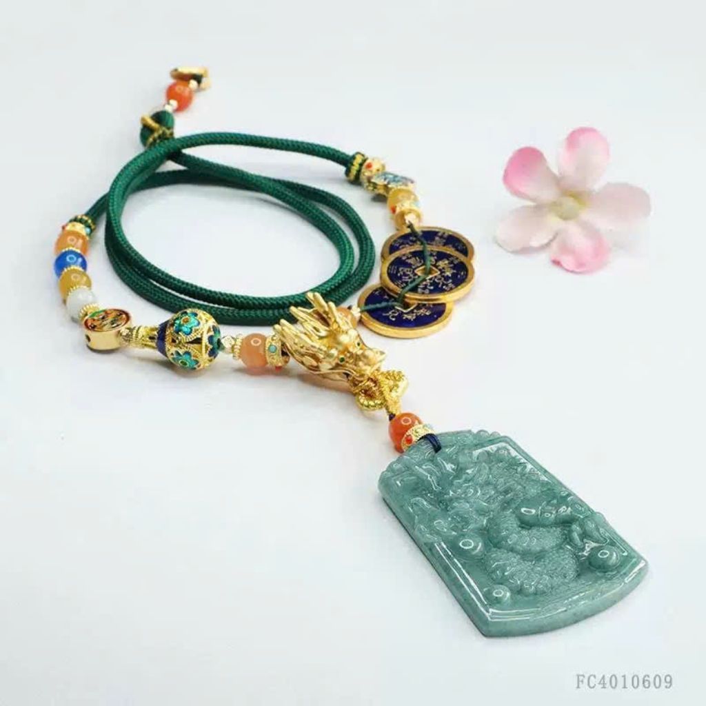  Mặt dây chuyền ngọc rồng khắc 12 con giáp BKSTCN-9290 