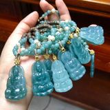  Dây Chuyền Phật Quan Âm Đá Lam Phối Gỗ Trầm BKSTCN-9292 