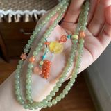  Chuỗi Hạt Đá Xanh 108 Hạt Phối Charm Mật Ong Đỏ BKSTCN-9293 