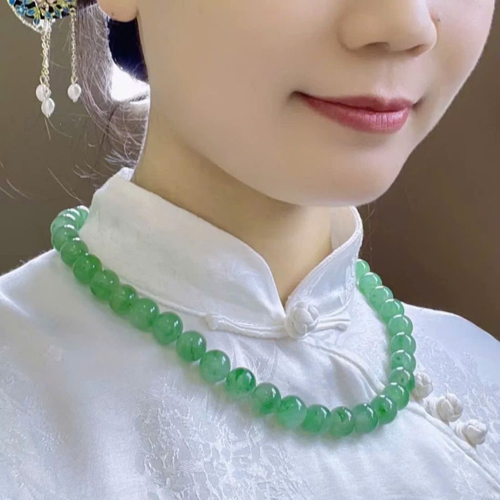  Dây Chuyền Ngọc Xanh Tự Nhiên 10mm BKSTCN-9297 