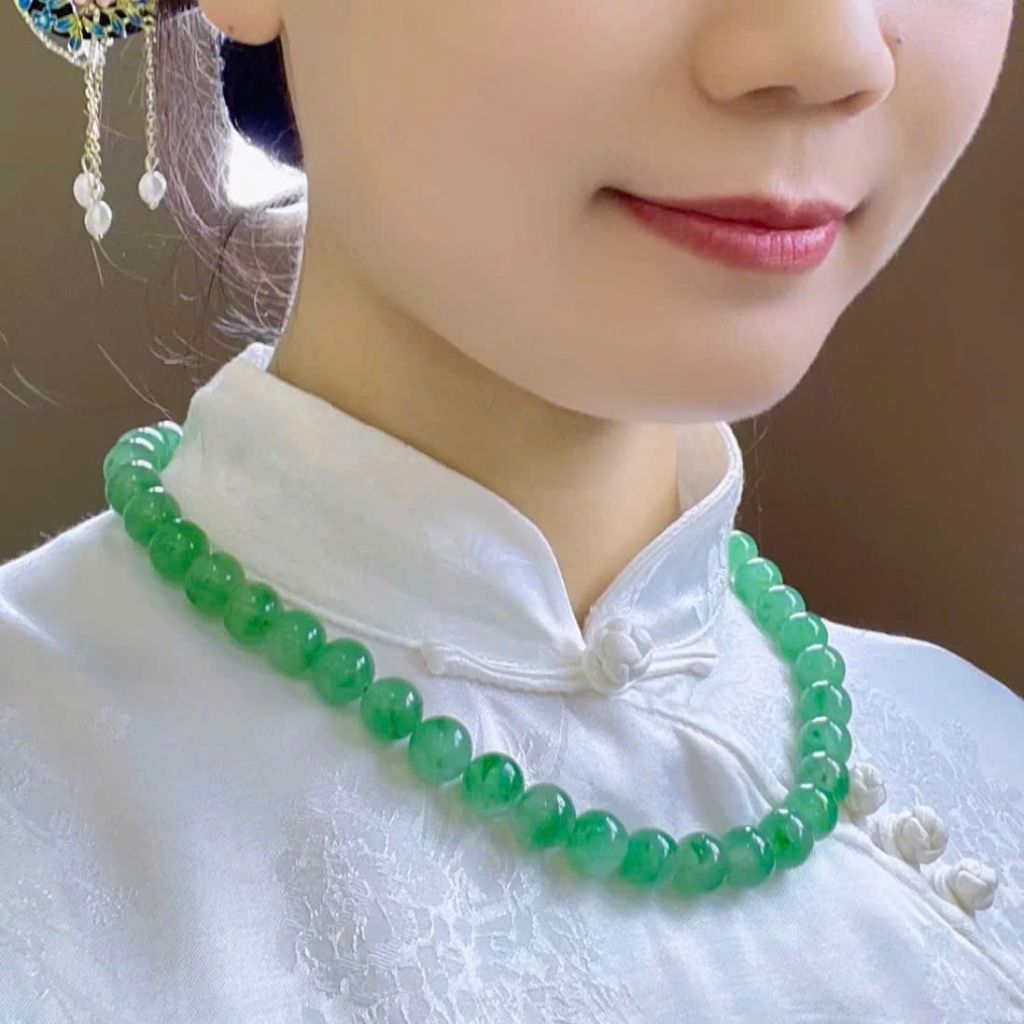  Dây Chuyền Ngọc Xanh Tự Nhiên 10mm BKSTCN-9297 