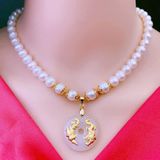  Vòng cổ ngọc trai 9 ly mix vàng non BKSTCN-9308 