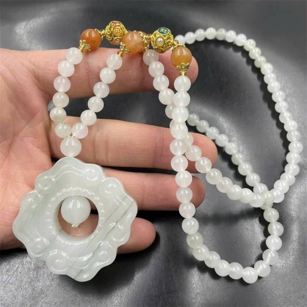  Dây chuyền Phật Di Lặc đá ngọc trắng BKSTCN-9311 