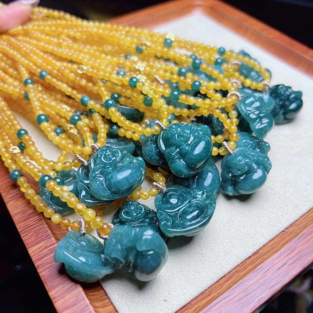  Vòng cổ ngọc bích dây hổ phách BKSTCN-9318 