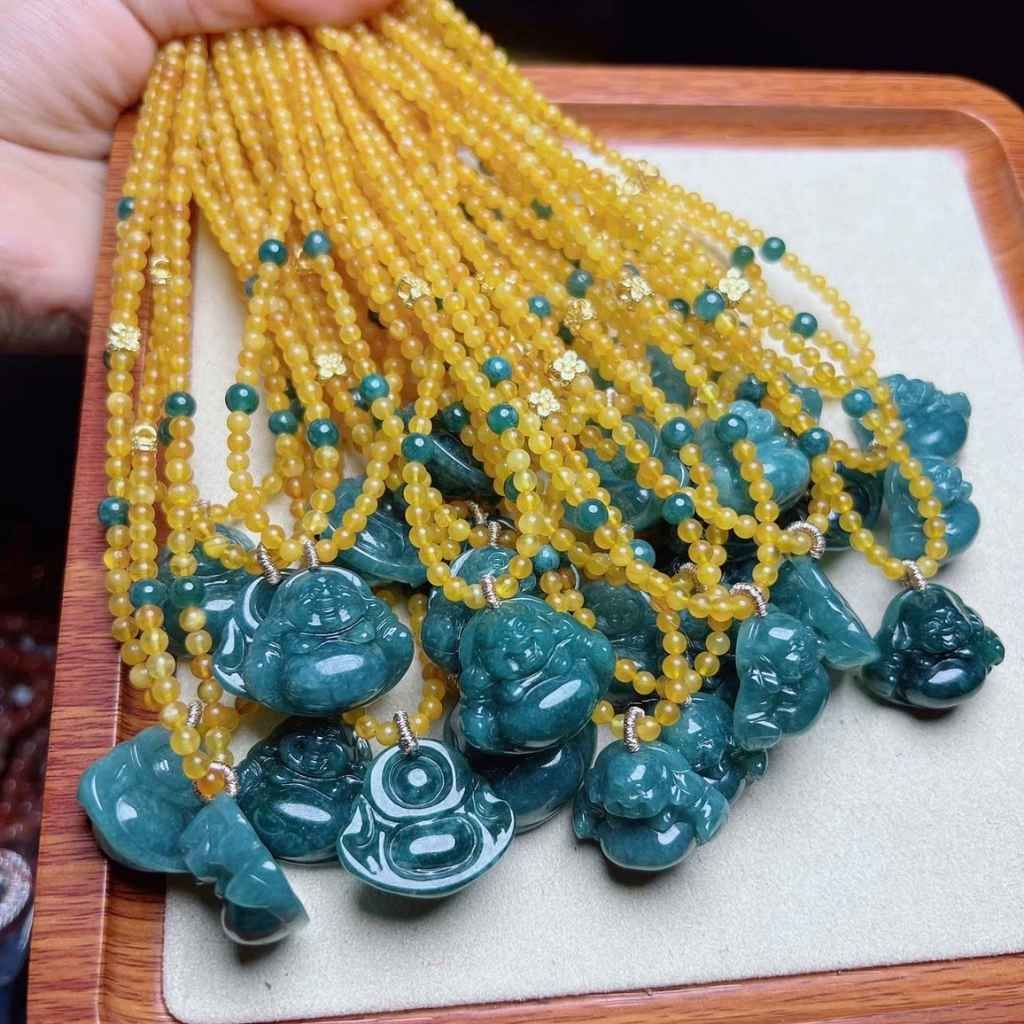  Vòng cổ ngọc bích dây hổ phách BKSTCN-9318 