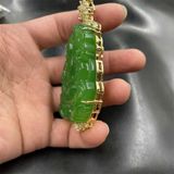  Mặt dây chuyền Quan Âm ngọc xanh khắc Rồng BKSTCN-9322 