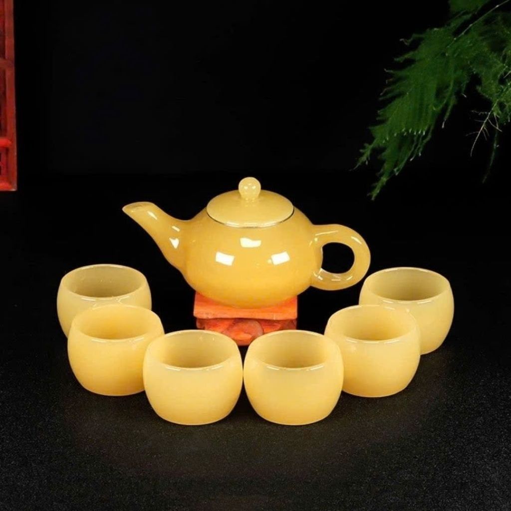  Bộ Ấm Chén Ngọc Tự Nhiên Nguyên Khối BKSTCN-9463 