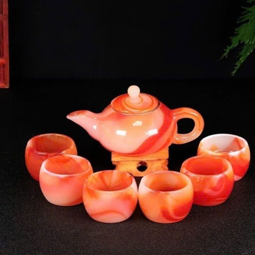  Bộ Ấm Chén Ngọc Tự Nhiên Nguyên Khối BKSTCN-9463 