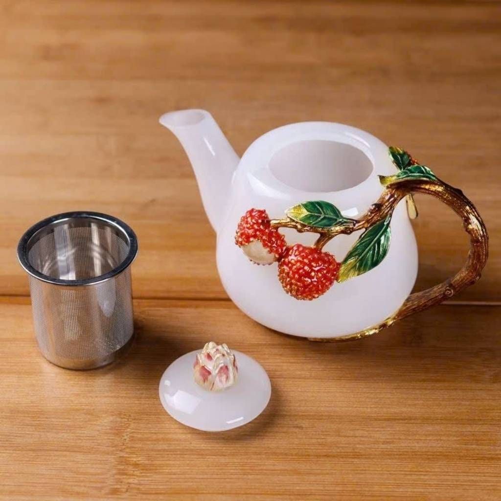  Bộ Ấm Chén Sứ Bạch Ngọc Họa Tiết Mạ Vàng BKSTCN-9472 