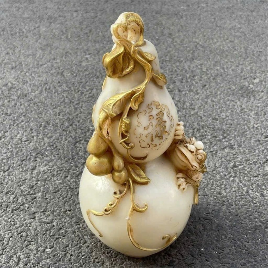  Hồ Lô Phong Thủy Ngọc Bích Trắng Mạ Vàng BKSTCN-9486 