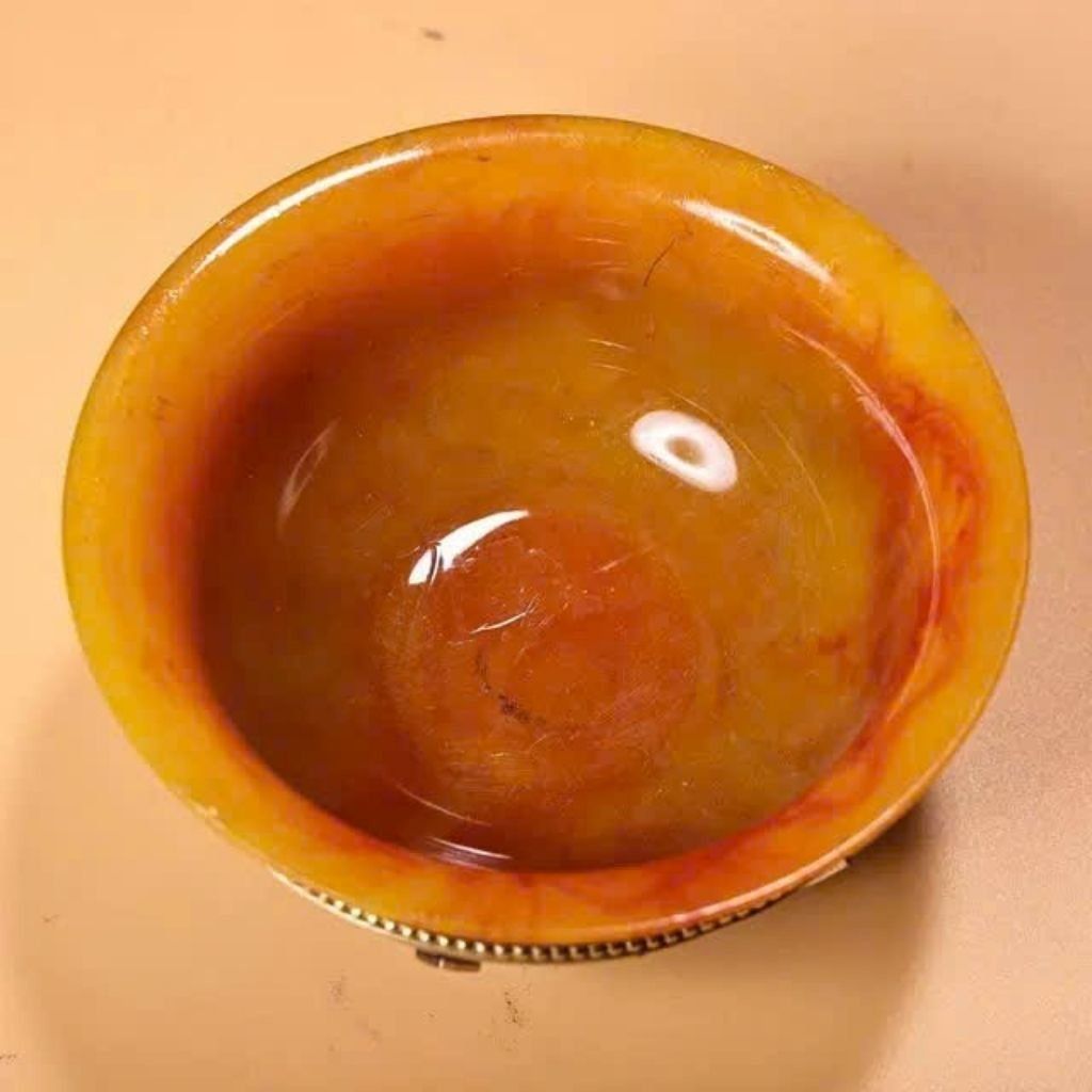  Bát Ngọc Bích Vàng Cam Khảm Nạm Đá Quý BKSTCN-9489 