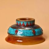  Bát Ngọc Bích Vàng Cam Khảm Nạm Đá Quý BKSTCN-9489 