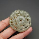  Mặt Dây Chuyền Ngọc Bích Song Ngư Chạm Khắc BKSTCN-9494 