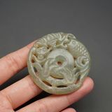  Mặt Dây Chuyền Ngọc Bích Song Ngư Chạm Khắc BKSTCN-9494 