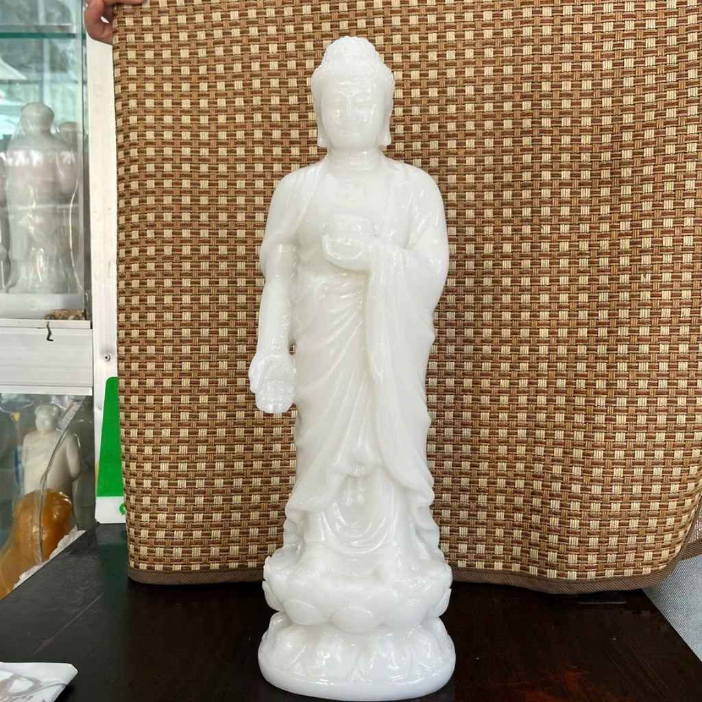  Tượng Phật Đứng Đá Cẩm Thạch Trắng  BKSTCN-9498 