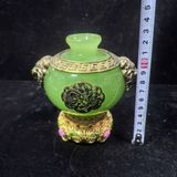  Bình Ngọc Xanh Bọc Đồng Chạm Rồng BKSTCN-9597 