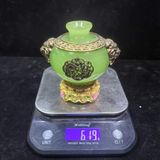  Bình Ngọc Xanh Bọc Đồng Chạm Rồng BKSTCN-9597 