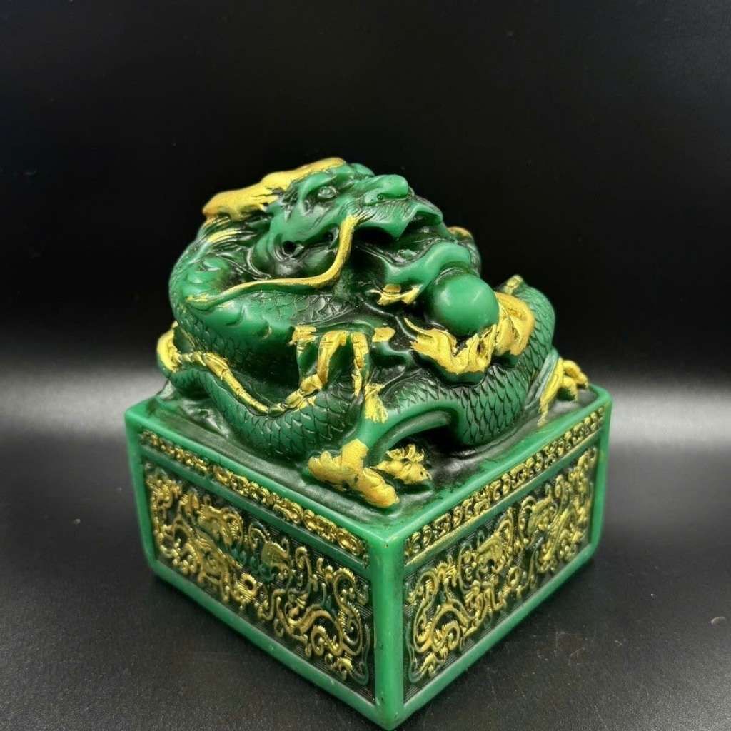  Ấn Rồng Ngọc Xanh Men Vàng Phong Thủy BKSTCN-9599 