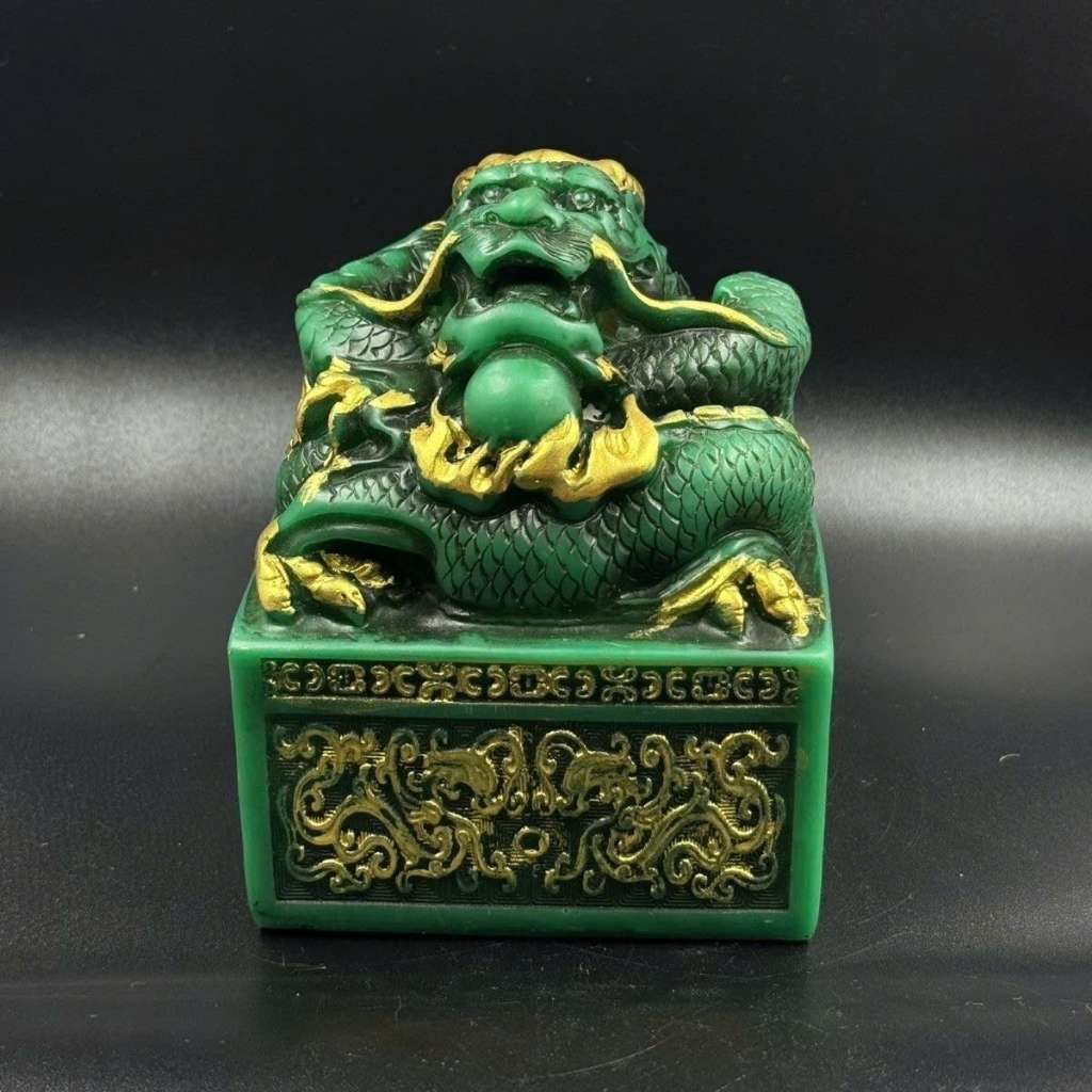  Ấn Rồng Ngọc Xanh Men Vàng Phong Thủy BKSTCN-9599 