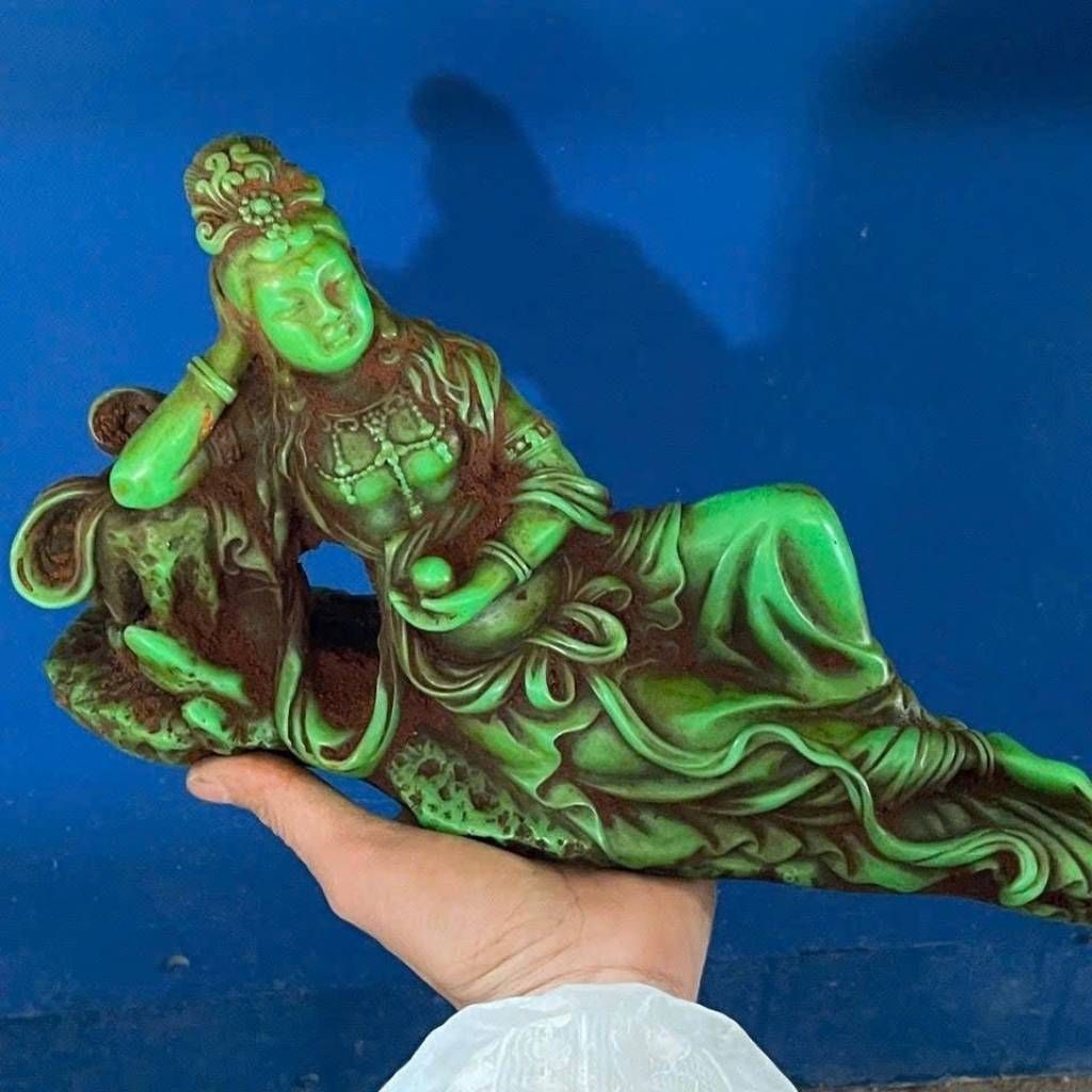  Tượng Phật Bà Quan Âm Ngọc Xanh Sưu Tầm Cao Cấp BKSTCN-9607 