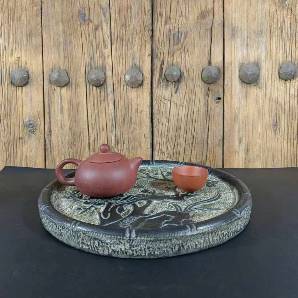  Khay Trà Đá Chạm Hoa Mai Trúc Cao Cấp BKSTCN-9611 