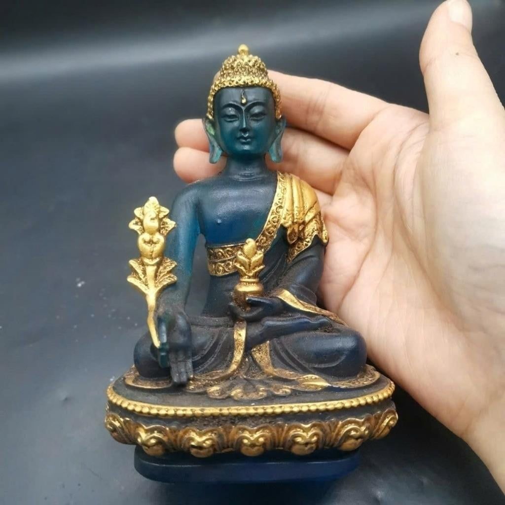  Tượng Phật Dược Sư Lưu Ly Xanh Ngọc Mạ Vàng Cao Cấp BKSTCN-9630 