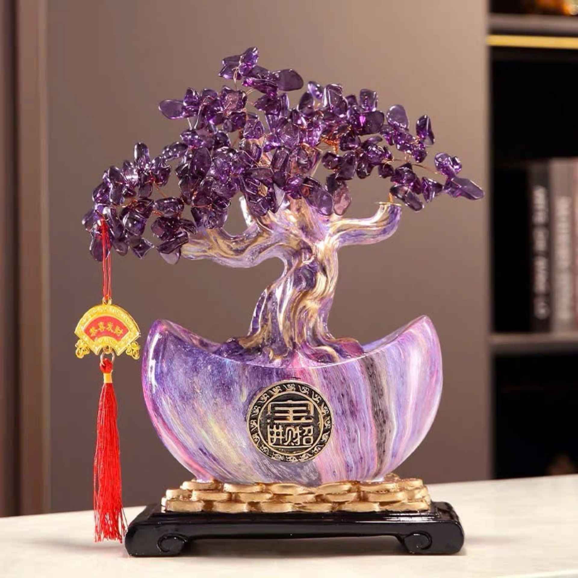  Cây Kim Tiền Đá Thạch Anh Tím Phong Thủy BKSTCN-9631 