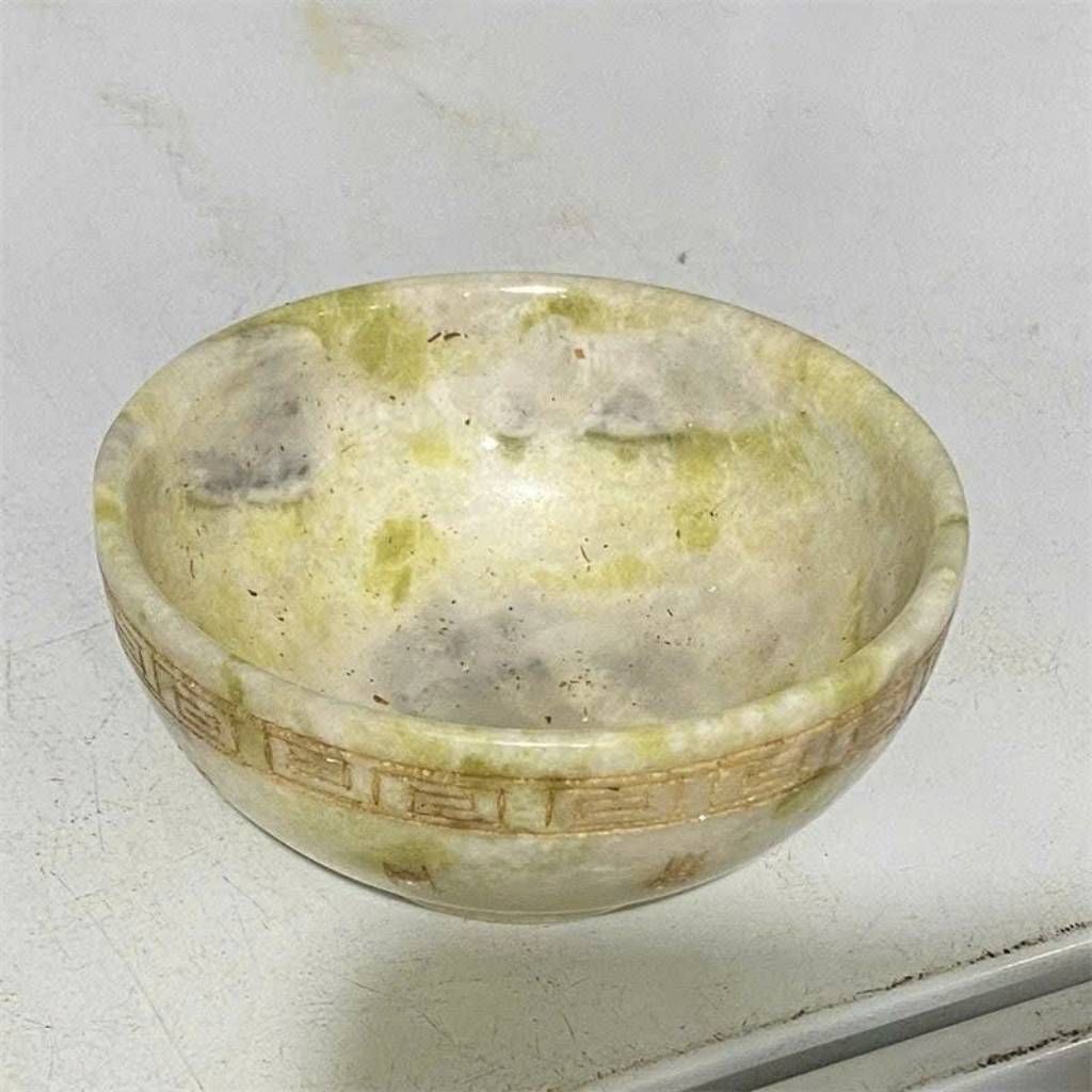  Bát Ngọc Tự Nhiên Chạm Khắc Viền Hồi Văn Cổ Phong BKSTCN-9633 