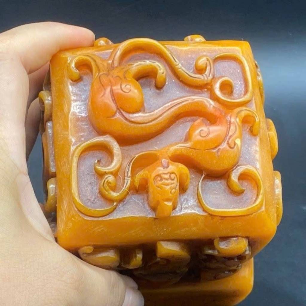  Ấn Rồng Hoàng Ngọc Khắc Cổ Tự Chiêu Tài Phong Thủy BKSTCN-9634 