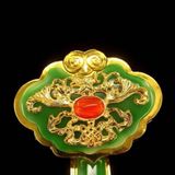  Gậy Như Ý Ngọc Tự Nhiên Mạ Vàng Phong Thủy BKSTCN-9639 