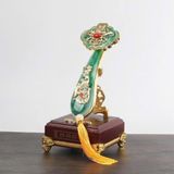  Gậy Như Ý Ngọc Tự Nhiên Mạ Vàng Phong Thủy BKSTCN-9639 