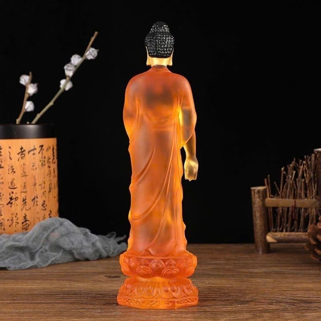  Tôn Tượng Đức Phật A Di Đà Bằng Lưu Ly Cam Hổ Phách Cao Cấp BKSTCN-9671 